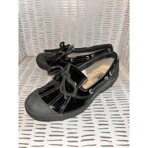 UGG Ashdale Duck Shoes Black Patent Leather‎ Shearling Fur Lined 1901 US 6
